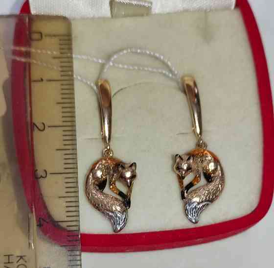 Серьги серебро позолота золото 585 с эмалью Донецк