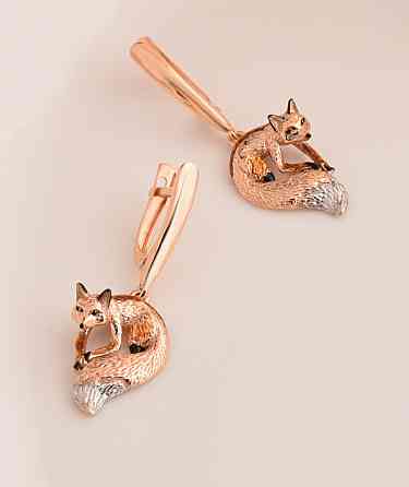 Серьги серебро позолота золото 585 с эмалью Донецк