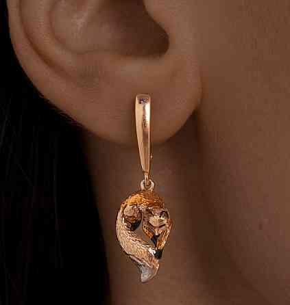 Серьги серебро позолота золото 585 с эмалью Донецк