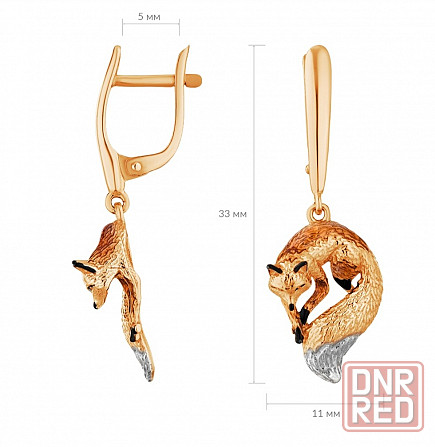 Серьги серебро позолота золото 585 с эмалью Донецк - изображение 7