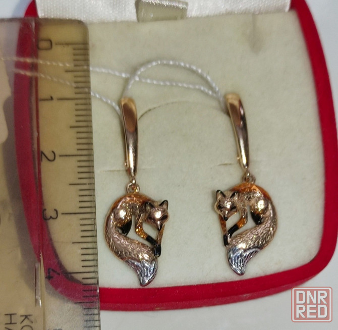 Серьги серебро позолота золото 585 с эмалью Донецк - изображение 4