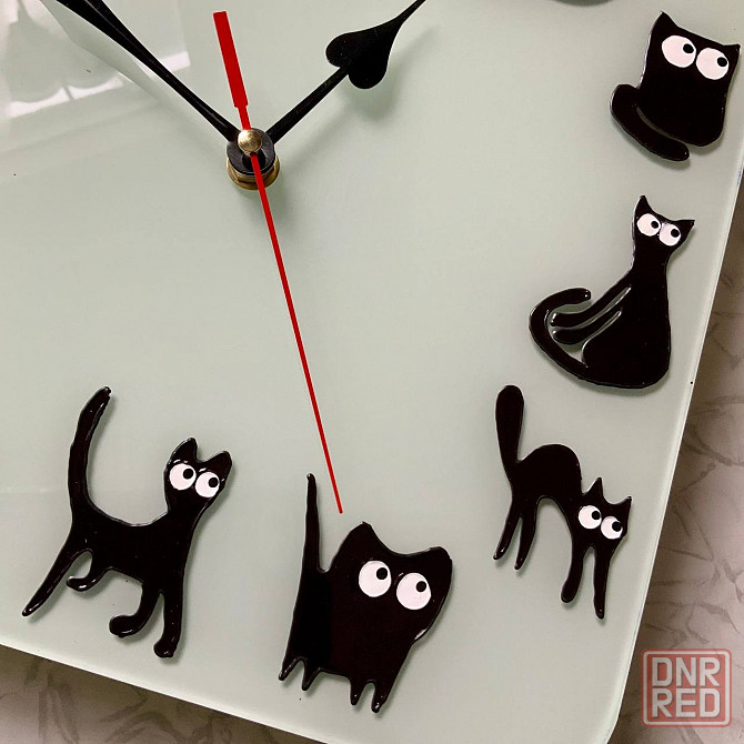 Часы "Котики" подарок витражной росписи, 26 на 26 см. Донецк - изображение 4