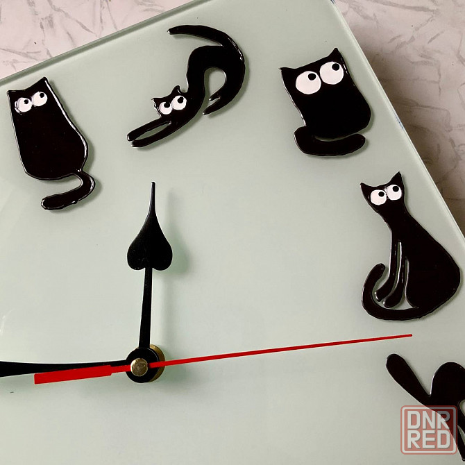 Часы "Котики" подарок витражной росписи, 26 на 26 см. Донецк - изображение 3