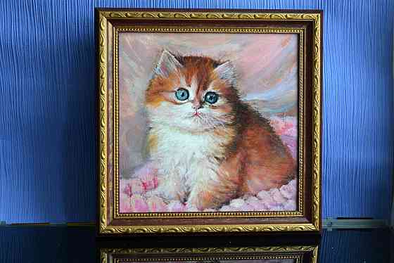 Купить картину маслом "Мамин котенок" милый котик, красивая картина с животными, живопись, пушок Донецк