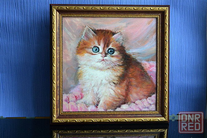 Купить картину маслом "Мамин котенок" милый котик, красивая картина с животными, живопись, пушок Донецк - изображение 1
