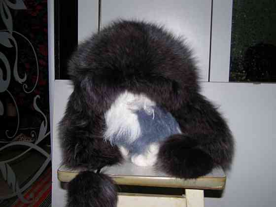 Шапка-ушанка кожанная с мехом песца. Макеевка