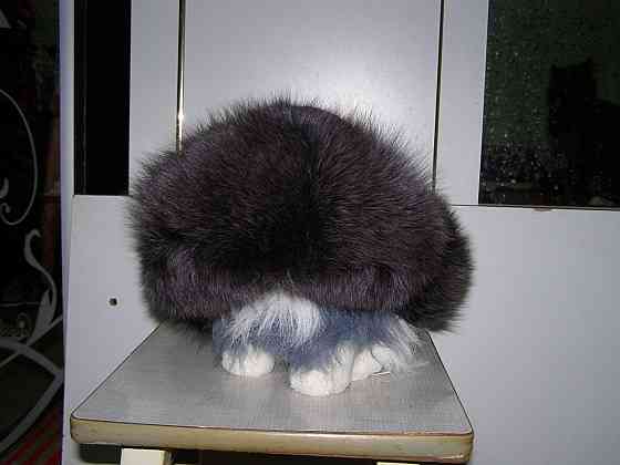 Шапка-ушанка кожанная с мехом песца. Макеевка