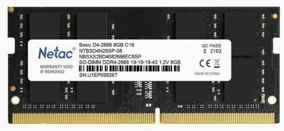 Оперативная память So-Dimm Ddr4 Netac 8гб 2666 мгц Cl19 (Ntbsd4n26sp-08) (арт-8651) Макеевка