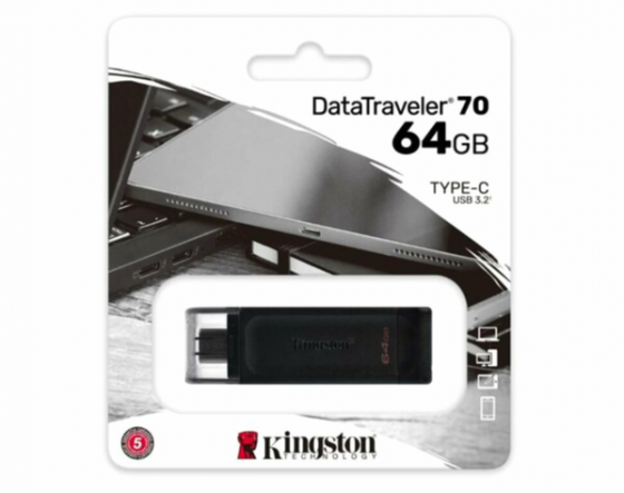 Флэш-накопитель Kingston Usb-C 3.2 64gb Dt70/64gb, черный (арт-4749) Донецк