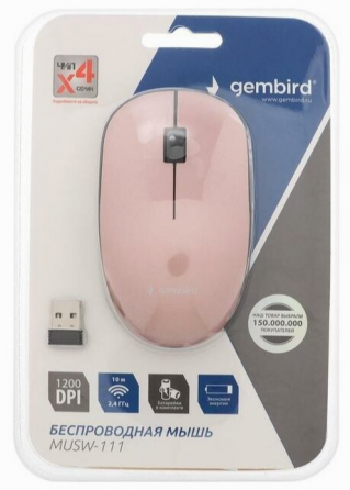Мышь Gembird Musw-111-Rg, оптическая, 1200 Dpi, Usb, розовое золото, беспроводная (арт-1663) Макеевка