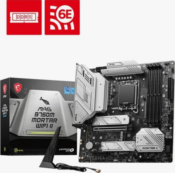 Материнская плата Msi Mag B760m Mortar Wifi Ii Matx Lga1700 4ddr5 Pci-Ex16 Pci-Ex4 3m.2 4sata3 Usb3. Донецк