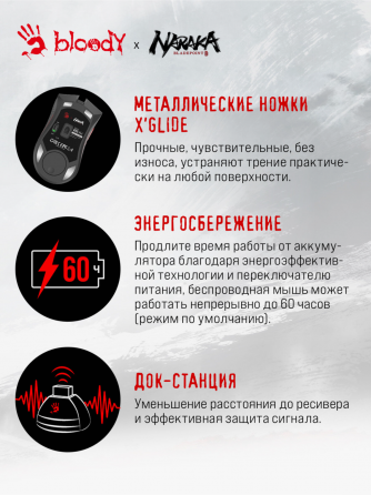 Мышь A4tech Bloody R90 Plus Naraka белый/рисунок оптическая (5000dpi) беспроводная Usb 8 кнопок (арт Макеевка
