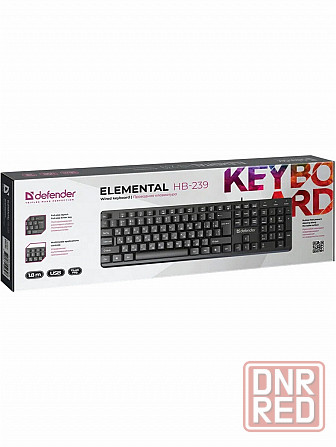 Клавиатура проводная Defender Elemental Hb-239 Black (Ru, черн,104 кнопки+Fn,1.8м) (45239) (арт-3527 Макеевка - изображение 2