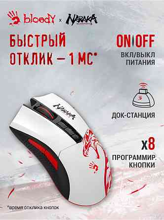 Мышь A4tech Bloody R90 Plus Naraka белый/рисунок оптическая (5000dpi) беспроводная Usb 8 кнопок (арт Донецк