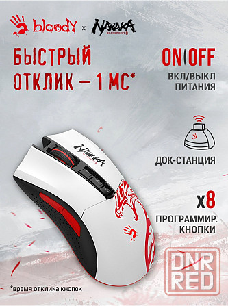 Мышь A4tech Bloody R90 Plus Naraka белый/рисунок оптическая (5000dpi) беспроводная Usb 8 кнопок (арт Донецк - изображение 2