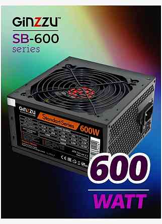 Блок питания Ginzzu Sb600 Atx, 12cm Fan, 20+4pin Cpu (4+4), 4*Sata, 3*Ide , Pci-E (6+2) цвет черный Донецк
