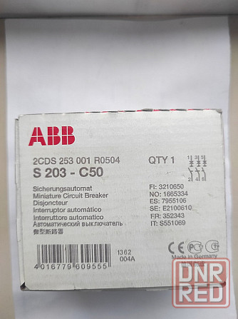 Продам автоматический выключатель 50а, ABB S203-C50, 3p, 50A, 6kA Донецк - изображение 1