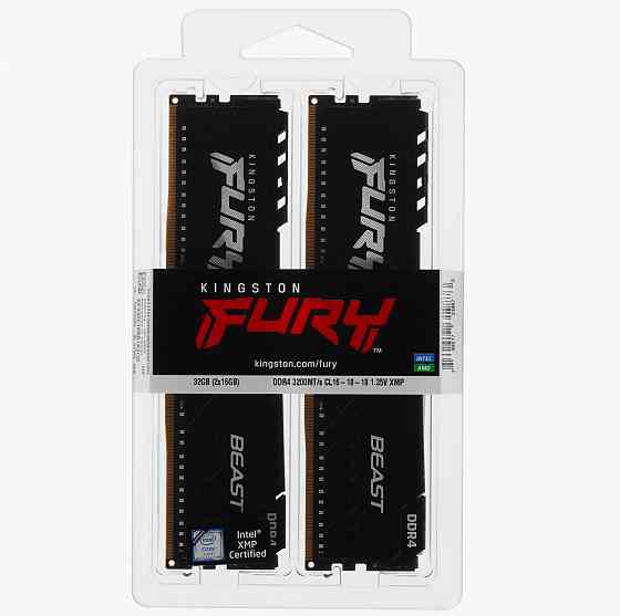 Оперативная память Kingston Kf432c16bb1k2/32wp, 32gb (2x16gb) 3200mt/S Ddr4 Cl16 Dimm, черный (арт-4 Донецк