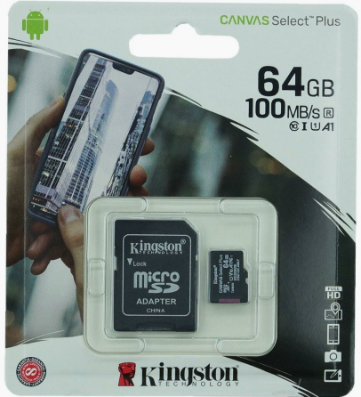 Карта памяти 64gb Kingston Sdcs2/64gb Microsdxc Class 10 Uhs-I, Sd Adapter (арт-9327) Макеевка