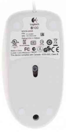 Мышь проводная Logitech B100 910-003360, 800dpi, белый (арт-8768) Макеевка