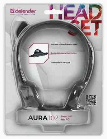 Наушники с микрофоном (гарнитура) Defender Hn-102, проводная, 1,8 м, стерео, с оголовьем, регулятор Макеевка