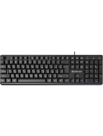 Клавиатура проводная Defender Elemental Hb-239 Black (Ru, черн,104 кнопки+Fn,1.8м) (45239) (арт-6638 Макеевка