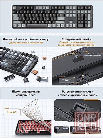 Клавиатура проводная механическая Ugreen Ku103 (35214) Usb Wired Mechanical Keyboard Ru. длина кабел Макеевка - изображение 2