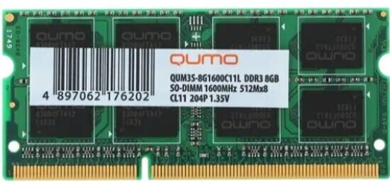Оперативная память So-Dimm Qumo 8gb Ddr3-1600 (Qum3s-8g1600c11l) (арт-8761) Макеевка