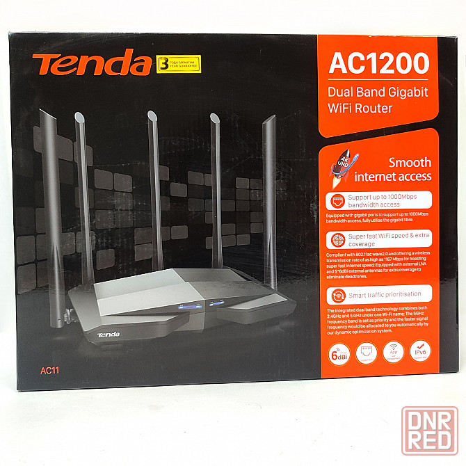 Wi-Fi роутер TENDA AC11, Wi-Fi 5, AC1200, 2.4/5ГГц, 3 LAN Донецк - изображение 1