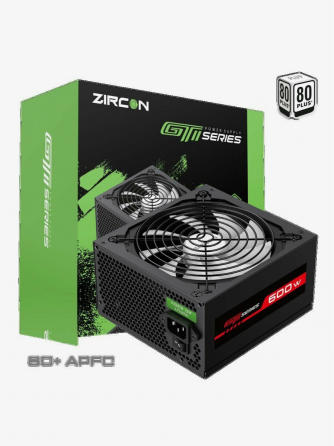 Блок питания Atx Zircon Gti-600 80+ (черный 600w 20+4pin 4+4pin 2*6+2pin 6*Sata 3*Molex вентилятор 1 Донецк