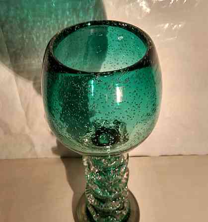 Ваза-бокал бирюзовое пузырчатое стекло. Донецк