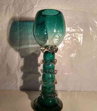 Ваза-бокал бирюзовое пузырчатое стекло. Донецк