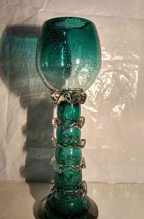 Ваза-бокал бирюзовое пузырчатое стекло. Донецк