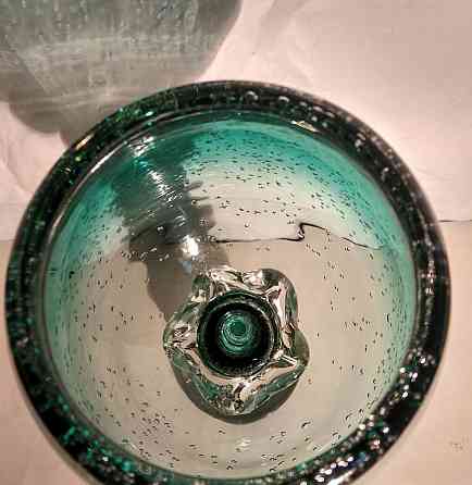 Ваза-бокал бирюзовое пузырчатое стекло. Донецк