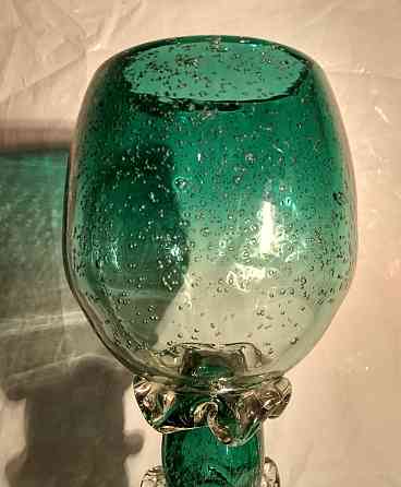 Ваза-бокал бирюзовое пузырчатое стекло. Донецк