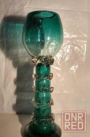 Ваза-бокал бирюзовое пузырчатое стекло. Донецк - изображение 5