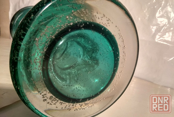 Ваза-бокал бирюзовое пузырчатое стекло. Донецк - изображение 2