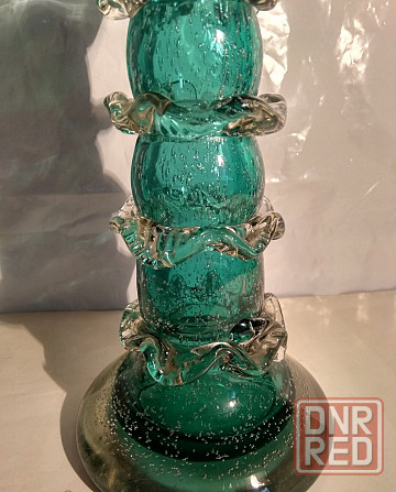 Ваза-бокал бирюзовое пузырчатое стекло. Донецк - изображение 7