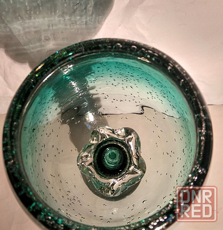 Ваза-бокал бирюзовое пузырчатое стекло. Донецк - изображение 4