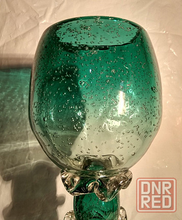 Ваза-бокал бирюзовое пузырчатое стекло. Донецк - изображение 6