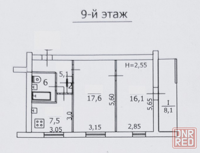 Продам 2-х комн. кв., 9/9 эт., 54 м.кв. - Макеевка-центр, м-н Центральный Макеевка - изображение 9