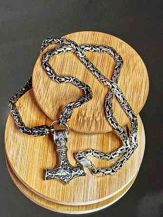 Мужская Серебряная Цепь с Кулоном "Молот Тора" Донецк