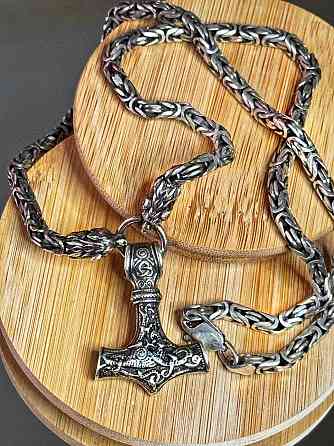 Мужская Серебряная Цепь с Кулоном "Молот Тора" Донецк