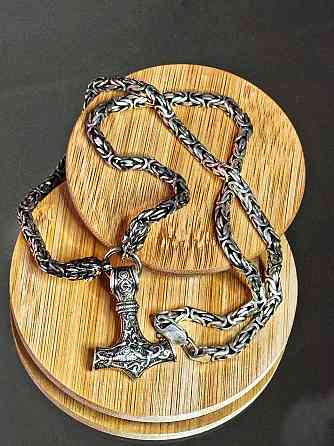 Мужская Серебряная Цепь с Кулоном "Молот Тора" Донецк