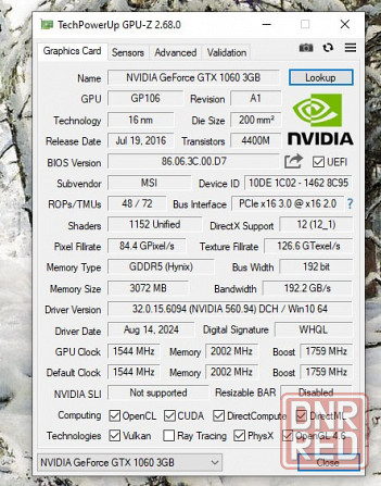 Видеокарта MSI GTX 1060 3Gb Макеевка - изображение 8