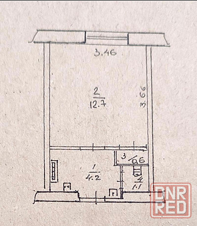 1-км. кв. полугостинка на Городке ор, 26-й квартал 5/5 этаж, 18,9 м2. Луганск - изображение 2