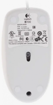 Мышь проводная Logitech B100 910-003360, 800dpi, белый (арт-1804) Макеевка