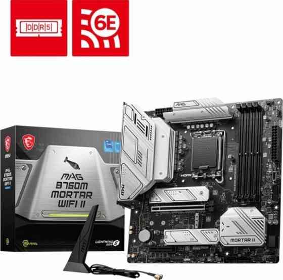 Материнская плата Msi Mag B760m Mortar Wifi Ii Matx Lga1700 4ddr5 Pci-Ex16 Pci-Ex4 3m.2 4sata3 Usb3. Макеевка