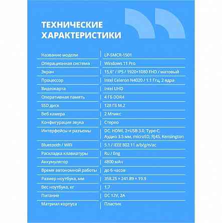 Ноутбук Cbr 15.6" Intel Celeron N4020 Ram 4 гб, Ssd 128 гб - Hnlp15n4020-4g128g-Wp (арт-3982) Макеевка