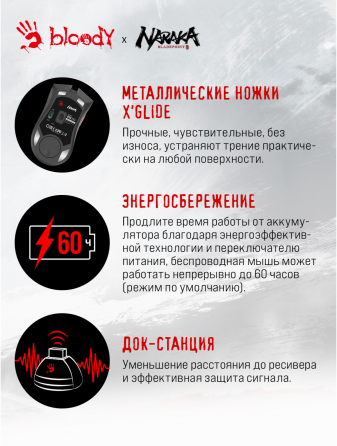 Мышь A4tech Bloody R90 Plus Naraka белый/рисунок оптическая (5000dpi) беспроводная Usb 8 кнопок (арт Макеевка
